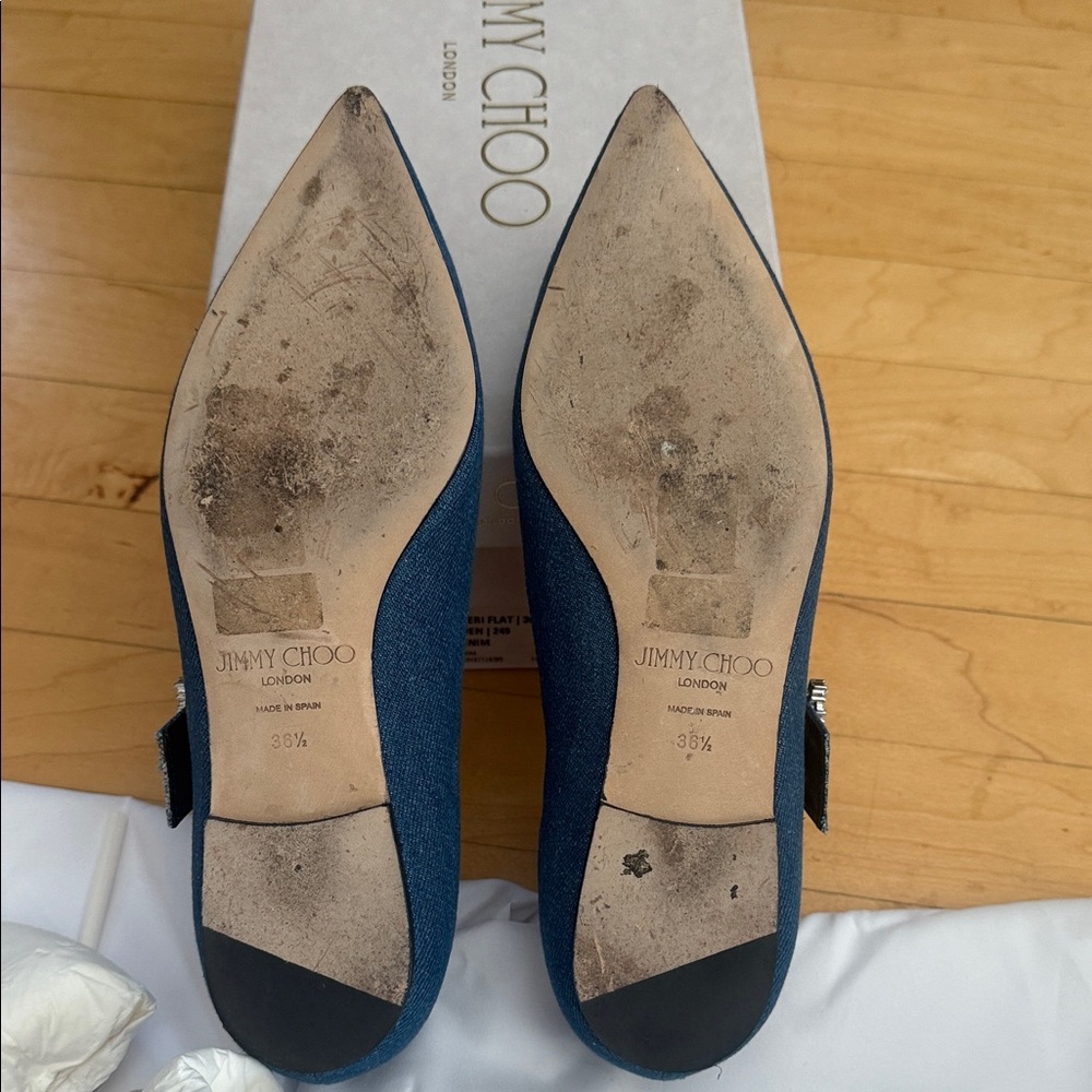 Jimmy Choo Cheri Flat in Denim Blue - Picture 4 of 6